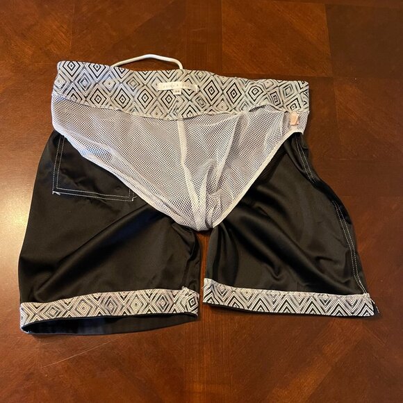 Parke & Ronen Black Swim Trunks Size 34 Drawstring Closure - Picture 16 of 16